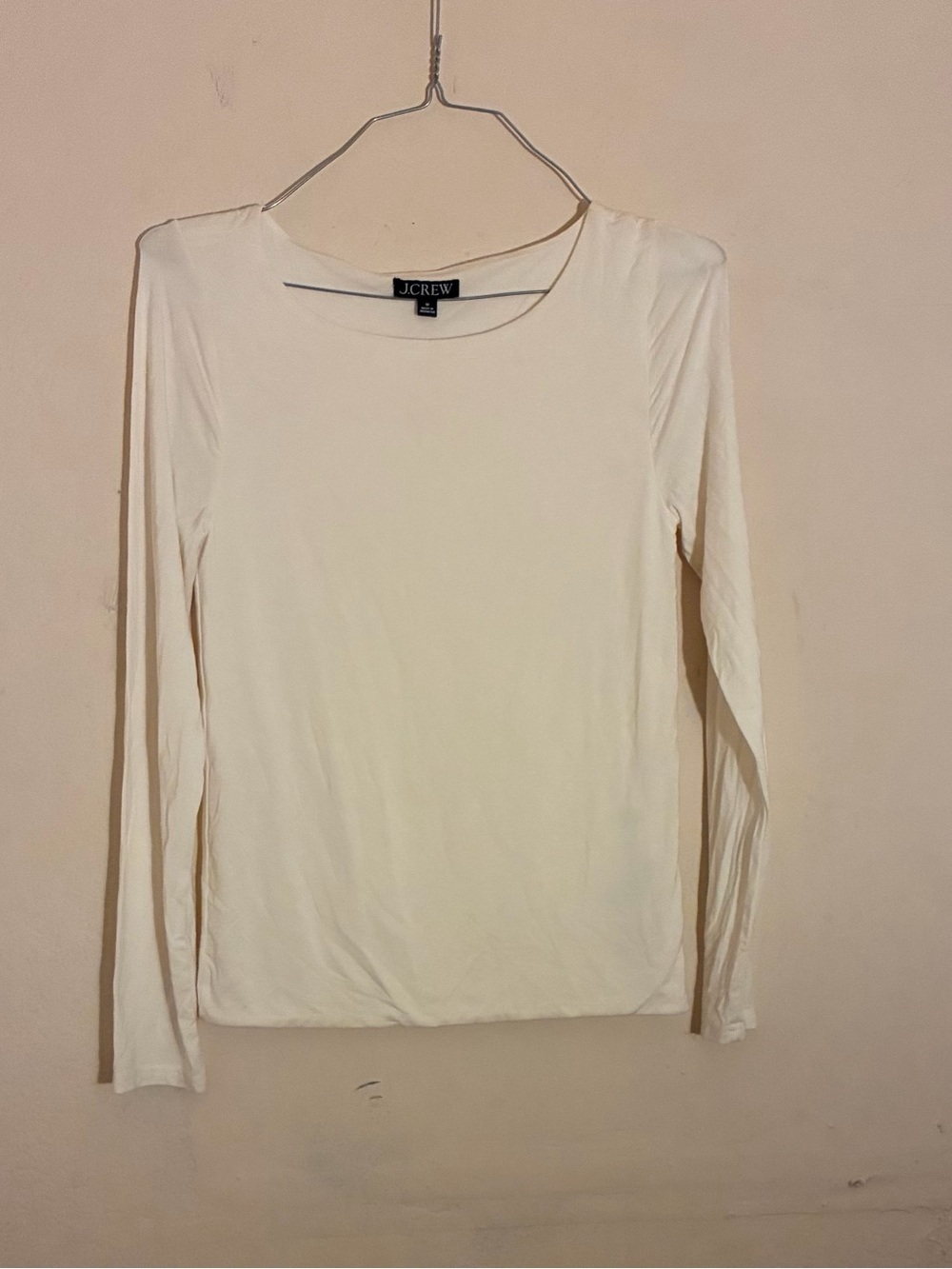 J. Crew Cream Long-Sleeve Crewneck Top